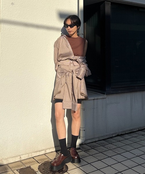 Ameri（アメリ）の「STRIPE SHIRT DETAIL MINI SKIRT（スカート）」 - WEAR