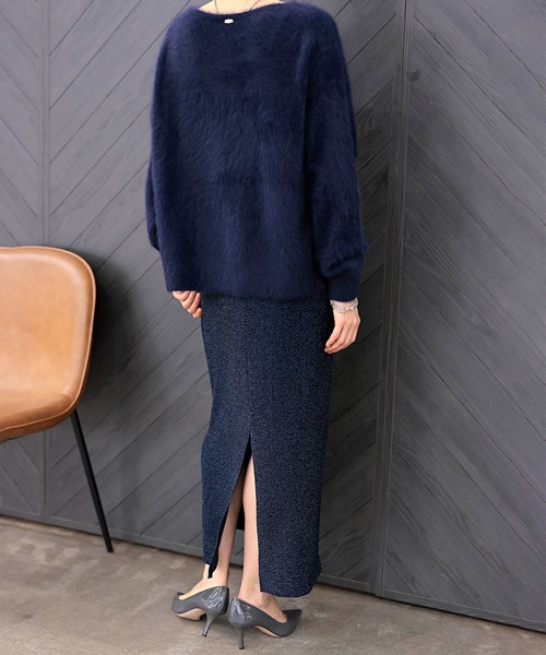 Jines(ジネス)の「シャイニージャージータイトスカート(スカート・レディース・ネイビー/シルバー・38)」の7枚目の写真