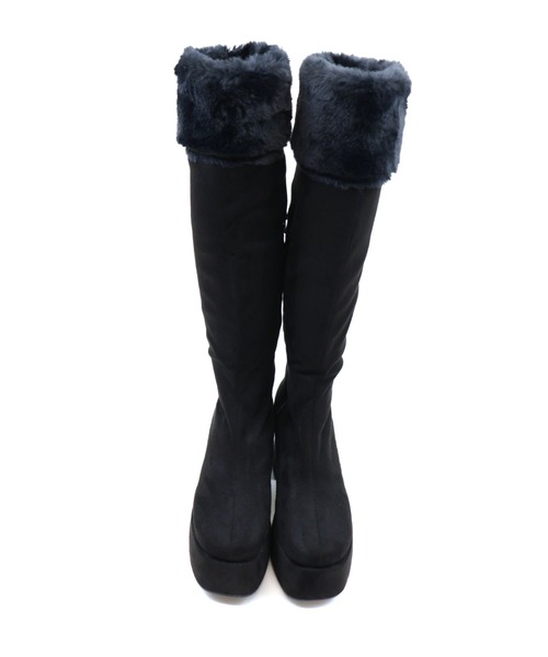 VIVIAN（ヴィヴィアン）の「ふわふわファー厚底プラットフォームロングブーツ（ブーツ・レディース・ベージュ系その他3/ブラック系その他3・S/M/L/LL）」の16枚目の写真