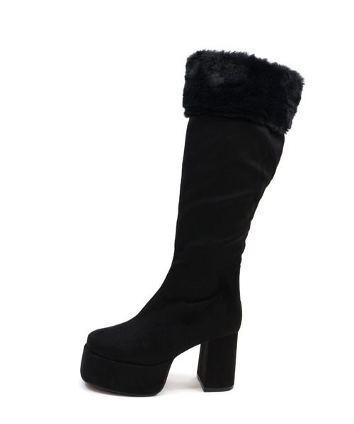 VIVIAN（ヴィヴィアン）の「ふわふわファー厚底プラットフォームロングブーツ（ブーツ・レディース・ベージュ系その他3/ブラック系その他3・S/M/L/LL）」の19枚目の写真