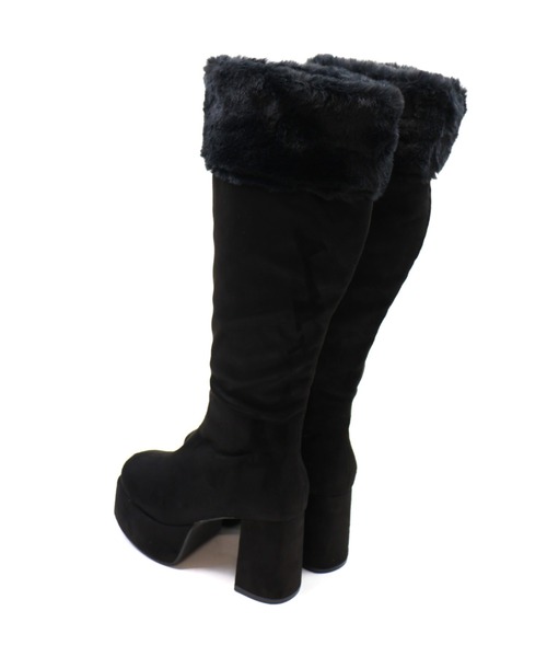 VIVIAN（ヴィヴィアン）の「ふわふわファー厚底プラットフォームロングブーツ（ブーツ・レディース・ベージュ系その他3/ブラック系その他3・S/M/L/LL）」の17枚目の写真