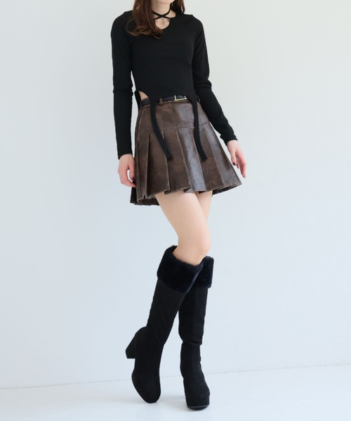 VIVIAN（ヴィヴィアン）の「ふわふわファー厚底プラットフォームロングブーツ（ブーツ・レディース・ベージュ系その他3/ブラック系その他3・S/M/L/LL）」の10枚目の写真