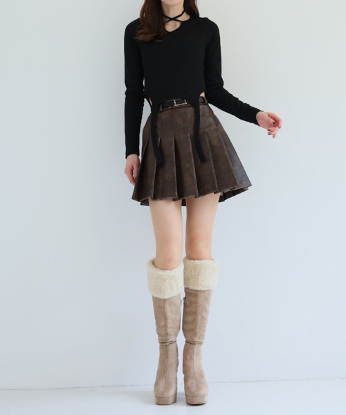 VIVIAN（ヴィヴィアン）の「ふわふわファー厚底プラットフォームロングブーツ（ブーツ・レディース・ベージュ系その他3/ブラック系その他3・S/M/L/LL）」の12枚目の写真