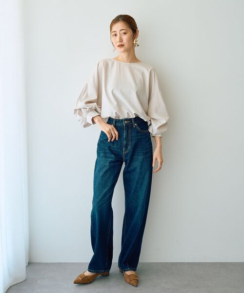 YECCA VECCA（イェッカヴェッカ）の「2wayボリューム袖ブラウス（シャツ/ブラウス・レディース・ライトベージュ/ブルーグリーン/ボルドー/ハウンドトゥース・FREE）」の13枚目の写真