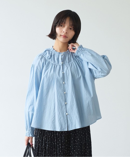 early spring》コットン/シルク ローン ギャザーブラウス（シャツ
