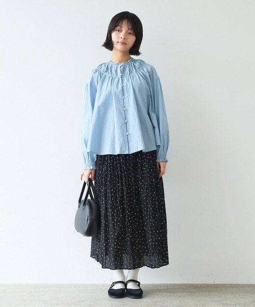 bulle de savon（ビュルデサボン）の「●コットン/シルク ローン ギャザーブラウス（シャツ/ブラウス・レディース・アイボリー/サックスブルー・FREE）」の20枚目の写真
