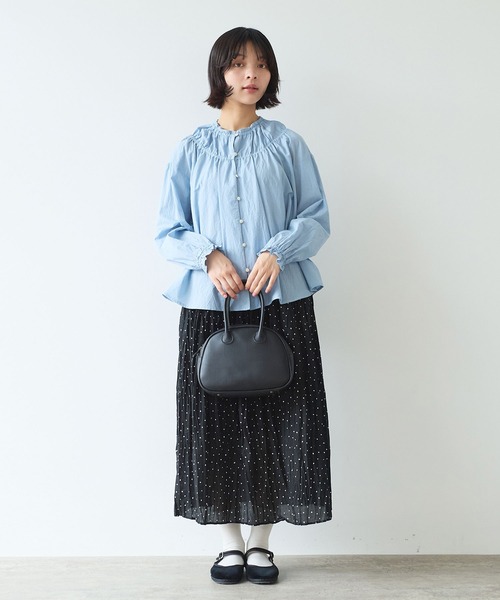 bulle de savon（ビュルデサボン）の「●コットン/シルク ローン ギャザーブラウス（シャツ/ブラウス・レディース・アイボリー/サックスブルー・FREE）」の21枚目の写真