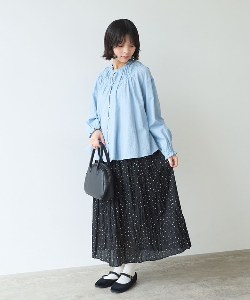 bulle de savon（ビュルデサボン）の「●コットン/シルク ローン ギャザーブラウス（シャツ/ブラウス・レディース・アイボリー/サックスブルー・FREE）」の22枚目の写真
