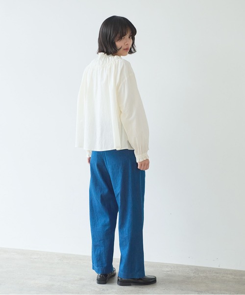 bulle de savon（ビュルデサボン）の「●コットン/シルク ローン ギャザーブラウス（シャツ/ブラウス・レディース・アイボリー/サックスブルー・FREE）」の13枚目の写真