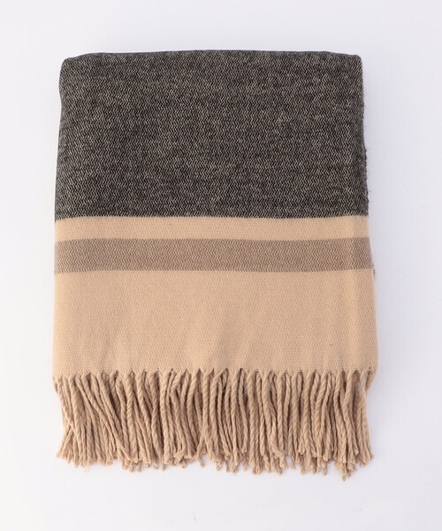 MONO　COMME CA（モノコムサ）の「ボーダー柄 ポンチョストール（ストール/ショール・レディース・グレー/ベージュ・FREE）」の7枚目の写真