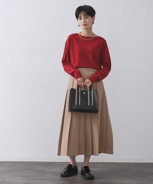 OPAQUE.CLIP（オペークドットクリップ）の「【軽量／2WAY】ラインテープスクエアミドルトートバッグ（トートバッグ・レディース・ベージュ/ブラック/チャコールグレー・00）」の6枚目の写真