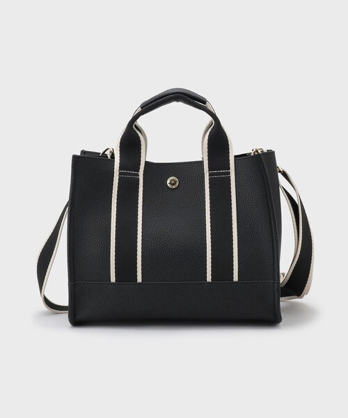 OPAQUE.CLIP（オペークドットクリップ）の「【軽量／2WAY】ラインテープスクエアミドルトートバッグ（トートバッグ・レディース・ベージュ/ブラック/チャコールグレー・00）」の13枚目の写真