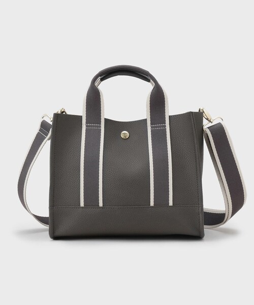 OPAQUE.CLIP（オペークドットクリップ）の「【軽量／2WAY】ラインテープスクエアミドルトートバッグ（トートバッグ・レディース・ベージュ/ブラック/チャコールグレー・00）」の15枚目の写真