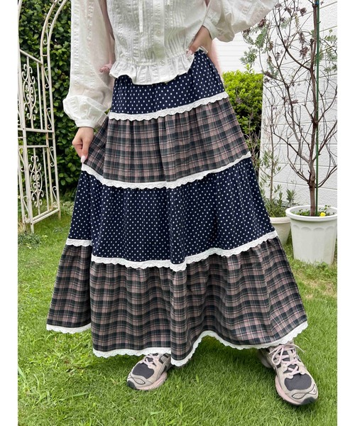 セール】《セットアップ対応☆》パッチワークティアードスカート