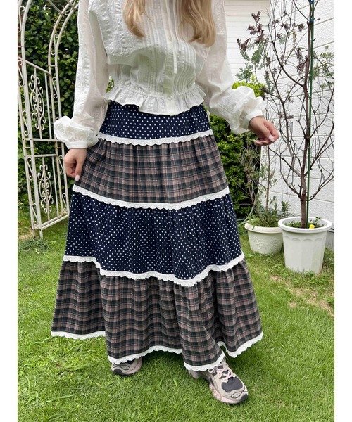 セール】《セットアップ対応☆》パッチワークティアードスカート