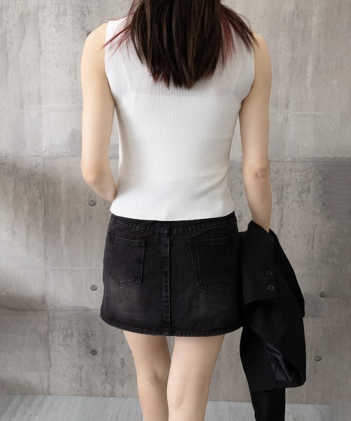 Miniministore（ミニミニストア）の「パール付きトップスノースリーブニット夏服（Tシャツ/カットソー・レディース・ホワイト/アイボリー/ピンク/ブラック・FREE）」の15枚目の写真
