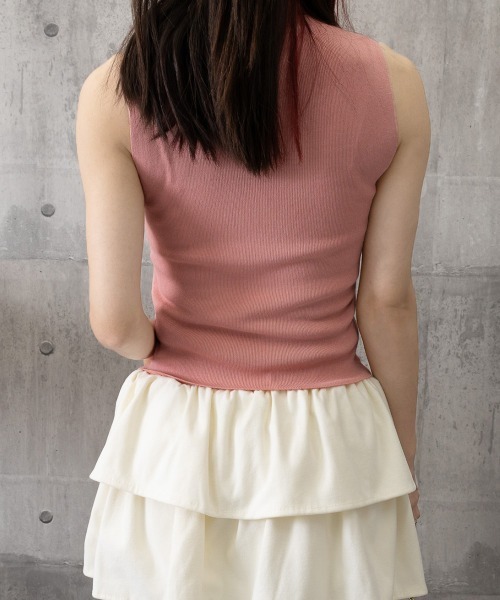 Miniministore（ミニミニストア）の「パール付きトップスノースリーブニット夏服（Tシャツ/カットソー・レディース・ホワイト/アイボリー/ピンク/ブラック・FREE）」の17枚目の写真