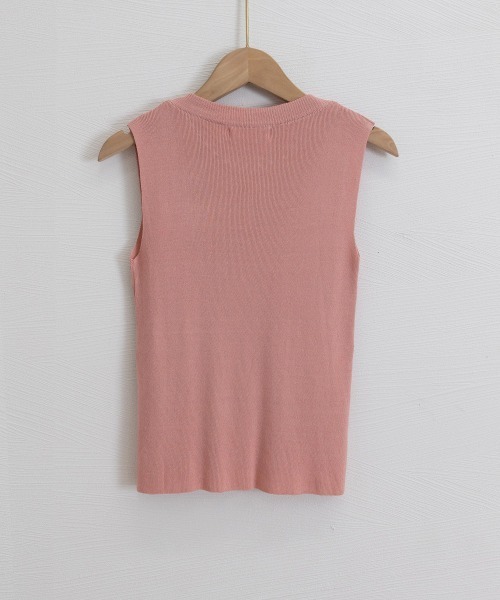 Miniministore（ミニミニストア）の「パール付きトップスノースリーブニット夏服（Tシャツ/カットソー・レディース・ホワイト/アイボリー/ピンク/ブラック・FREE）」の20枚目の写真