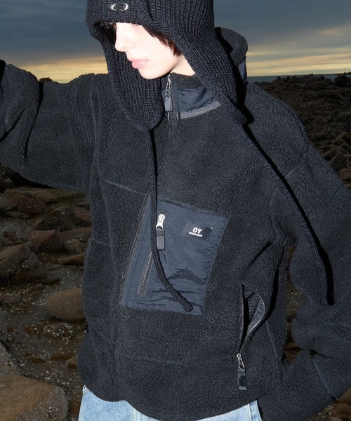 OY(オーワイ)の「『OY/オーワイ』BLOCK POCKET FLEECE JACKET/ブロックポケットフリースジャケット(その他アウター・レディース・ブラック/アイボリー/カモフラージュ・L)」の3枚目の写真