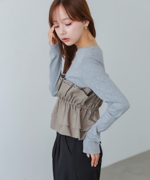 セール】ビスチェ風レイヤードロンT（Tシャツ/カットソー）｜Bab