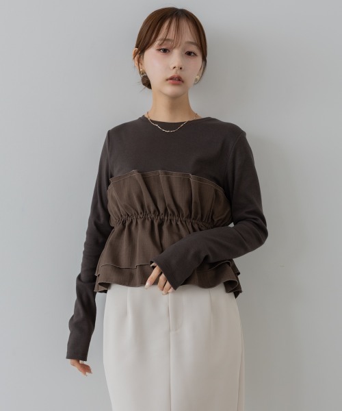 セール】ビスチェ風レイヤードロンT（Tシャツ/カットソー）｜Bab