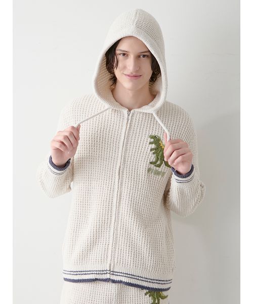 新品未使用 gelato pique ルームウェア ダイナソー セットアップ HOMME】ワッフルダイナソーパーカ（ルームウェア/パジャマ）｜gelato