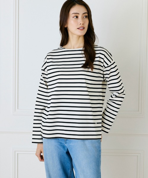 I.T.'S international(イッツインターナショナル)の「ボーダーロングスリーブT(Tシャツ/カットソー・レディース・アイボリー/レッド/ブラック・フリー)」の2枚目の写真