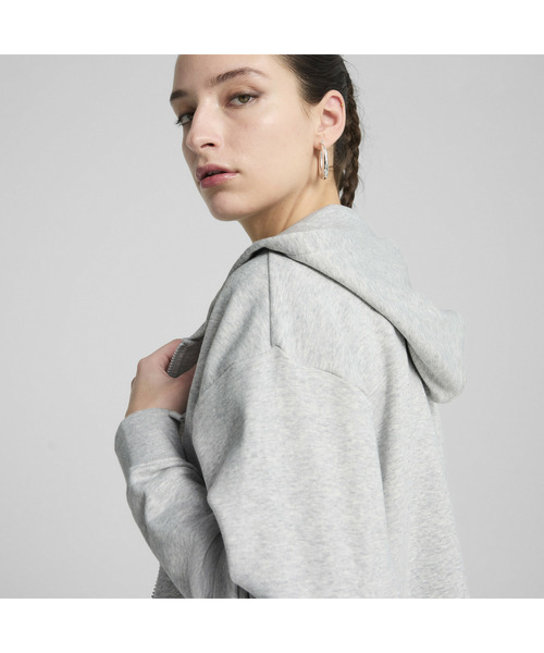 PUMA（プーマ）の「PUMA プーマ ウィメンズ ESS スモール NO.1 ロゴ コンフォート フルジップ フ（パーカー・レディース・ライトグレー/ブラック・SMALL/MEDIUM/LARGE/X-LARGE）」の10枚目の写真