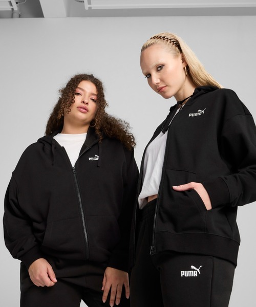 PUMA（プーマ）の「PUMA プーマ ウィメンズ ESS スモール NO.1 ロゴ コンフォート フルジップ フ（パーカー・レディース・ライトグレー/ブラック・SMALL/MEDIUM/LARGE/X-LARGE）」の2枚目の写真