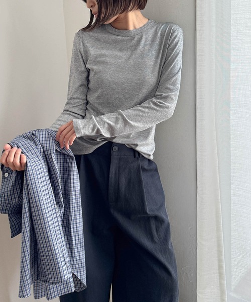 CANAL JEAN（キャナルジーン）の「El mar　ステッチクルーロンT（Tシャツ/カットソー・レディース・グレー/チャコールグレー/ホワイト・ONE SIZE）」の3枚目の写真