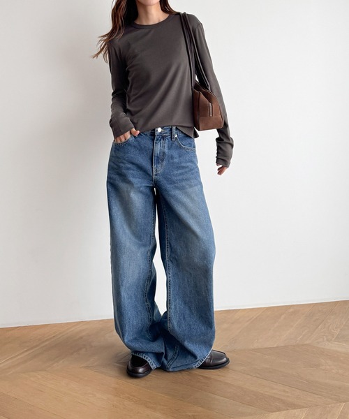 CANAL JEAN（キャナルジーン）の「El mar　ステッチクルーロンT（Tシャツ/カットソー・レディース・グレー/チャコールグレー/ホワイト・ONE SIZE）」の5枚目の写真