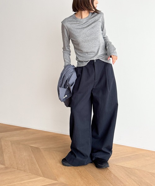 CANAL JEAN（キャナルジーン）の「El mar　ステッチクルーロンT（Tシャツ/カットソー・レディース・グレー/チャコールグレー/ホワイト・ONE SIZE）」の7枚目の写真