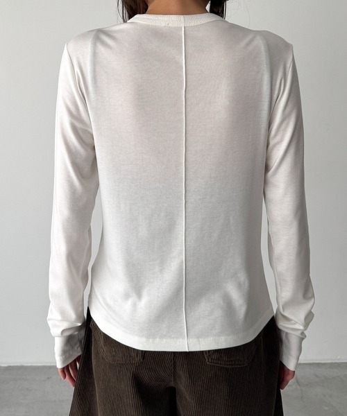 CANAL JEAN（キャナルジーン）の「El mar　ステッチクルーロンT（Tシャツ/カットソー・レディース・グレー/チャコールグレー/ホワイト・ONE SIZE）」の10枚目の写真