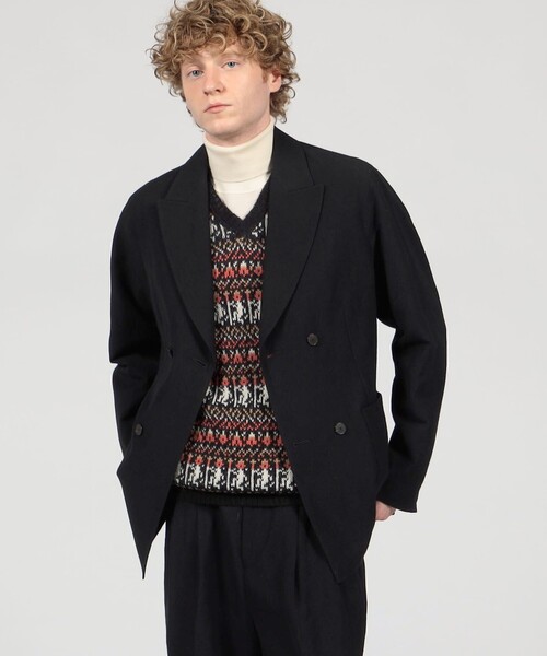 TOMORROWLAND （トゥモローランド）の「ウールリネンコットン ダブルブレステッド 4Bジャケット（テーラードジャケット・メンズ・ブラック/グレー・L/M/S/XS）」の3枚目の写真