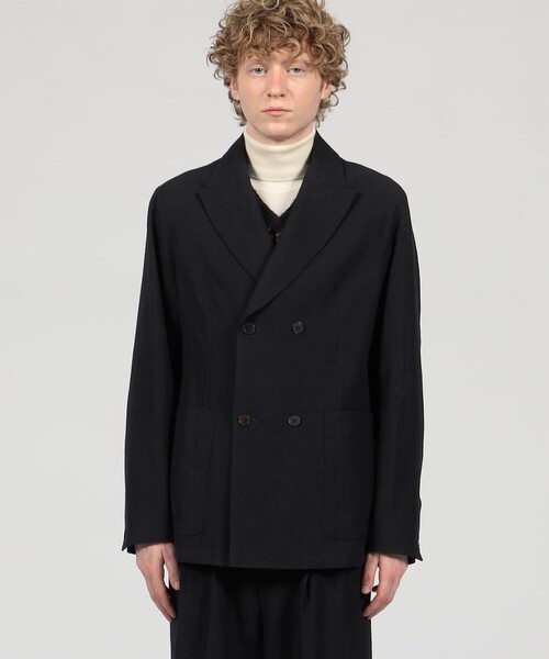 セール】ウールリネンコットン ダブルブレステッド 4Bジャケット