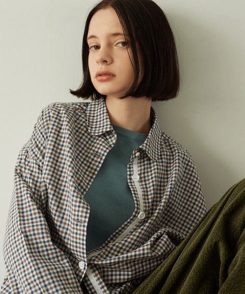 LA MARINE FRANCAISE(マリン フランセーズ)の「ラウンドカラーチェックシャツ(シャツ/ブラウス・レディース・ブラウン・FREE)」の2枚目の写真