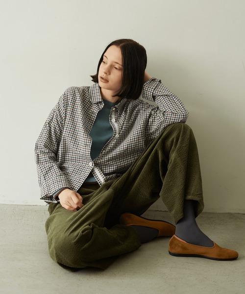 LA MARINE FRANCAISE(マリン フランセーズ)の「ラウンドカラーチェックシャツ(シャツ/ブラウス・レディース・ブラウン・FREE)」の3枚目の写真