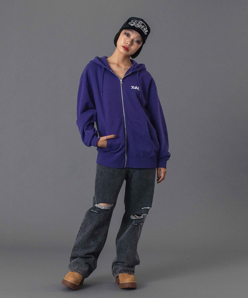 定価56100円【新品】レディースSレザレクションGMパーカー＆パンツセット紺 LEOPARD BOX ZIP UP SWEAT HOODIE（パーカー）｜X-girl（エックス