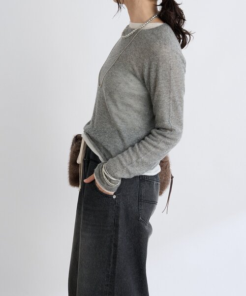 RIVE DROITE（リヴドロワ）の「【ニュアンスをプラス】カシミヤ混ウールシアークルーニット（ニット/セーター・レディース・グレー/オフホワイト/ピンク・FREE）」の12枚目の写真