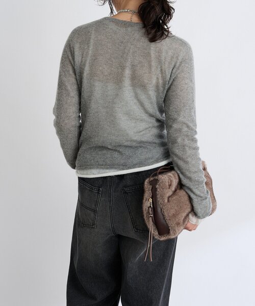 RIVE DROITE（リヴドロワ）の「【ニュアンスをプラス】カシミヤ混ウールシアークルーニット（ニット/セーター・レディース・グレー/オフホワイト/ピンク・FREE）」の13枚目の写真