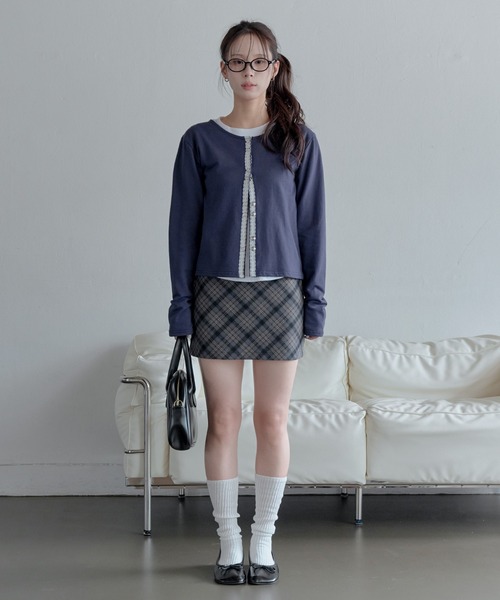 UNE MANSION(ユヌマンション)の「ベルトフープアーガイルチャックミニスカート(スカート・レディース・ネイビー/カーキ・SMALL/MEDIUM)」の16枚目の写真