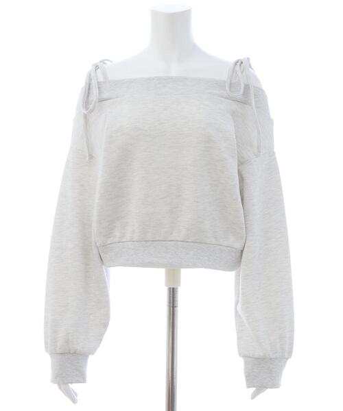 INGNI（イング）の「肩リボンオフショルスウェットトップス(セットアップ対応)（スウェット・レディース・グレー/ブラック/オートミール/ブラウン・M）」の18枚目の写真