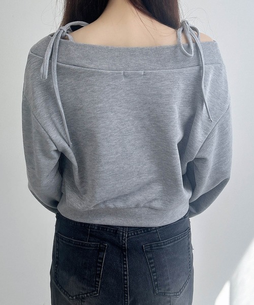 INGNI（イング）の「肩リボンオフショルスウェットトップス(セットアップ対応)（スウェット・レディース・グレー/ブラック/オートミール/ブラウン・M）」の15枚目の写真