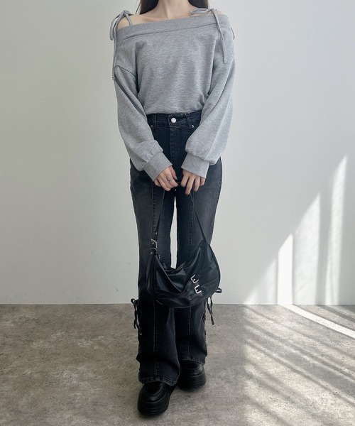 INGNI（イング）の「肩リボンオフショルスウェットトップス(セットアップ対応)（スウェット・レディース・グレー/ブラック/オートミール/ブラウン・M）」の17枚目の写真