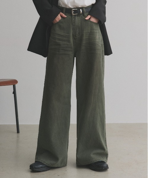 ad thie(アドティエ)の「ヴィンテージライク グラデーションデニムパンツ(デニムパンツ・レディース・ブラック/カーキ・MEDIUM/LARGE)」の19枚目の写真