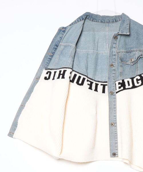 セール】ニットドッキング デニムシャツジャケット（その他アウター