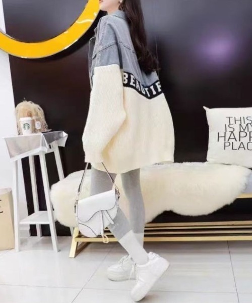 セール】ニットドッキング デニムシャツジャケット（その他アウター