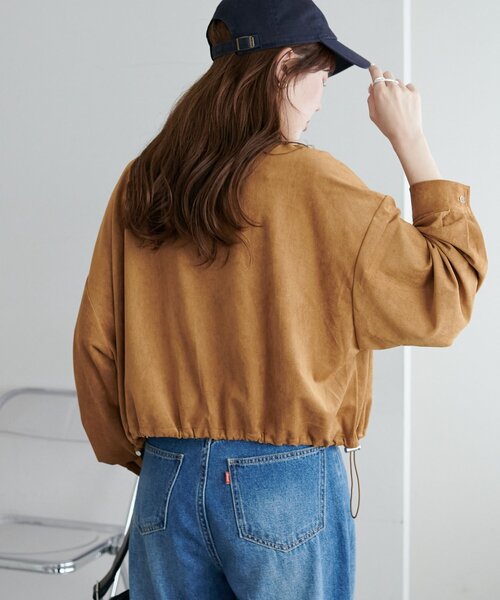 DISCOAT(ディスコート)の「【WEB限定】裾ドロストスエードシャツ(シャツ/ブラウス・レディース・ライトベージュ/ブラウン/キャメル・FREE)」の6枚目の写真