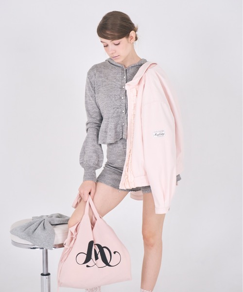 mieya mieya(ミーヤミーヤ)の「【mieya mieya】"my"HOOD KNIT CARDIGAN/マイフードニットカーディガン"(カーディガン/ボレロ・レディース・ホワイト/ピンク/グレー・FREE)」の5枚目の写真