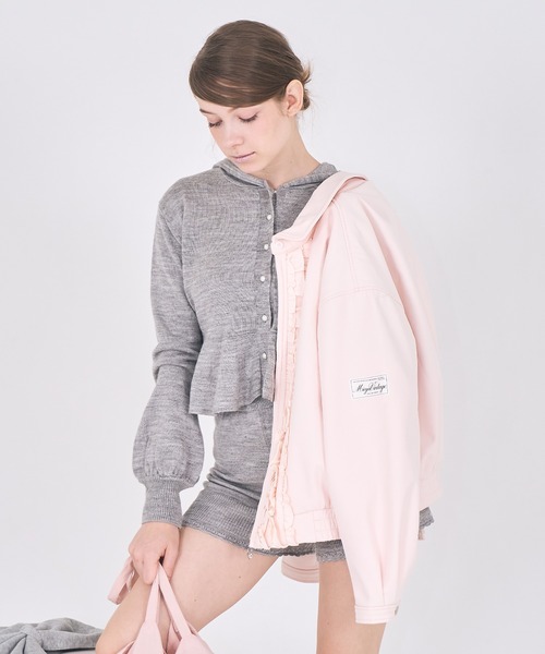 mieya mieya(ミーヤミーヤ)の「【mieya mieya】"my"HOOD KNIT CARDIGAN/マイフードニットカーディガン"(カーディガン/ボレロ・レディース・ホワイト/ピンク/グレー・FREE)」の9枚目の写真